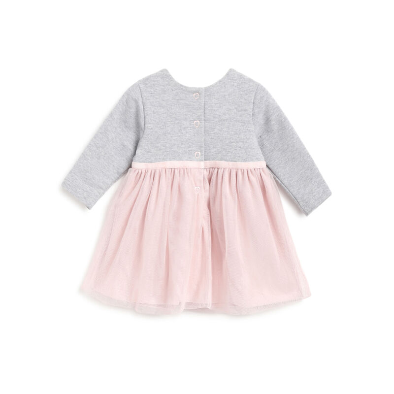 Girls Medium Grey Solid Long Sleeve Dress image number 1